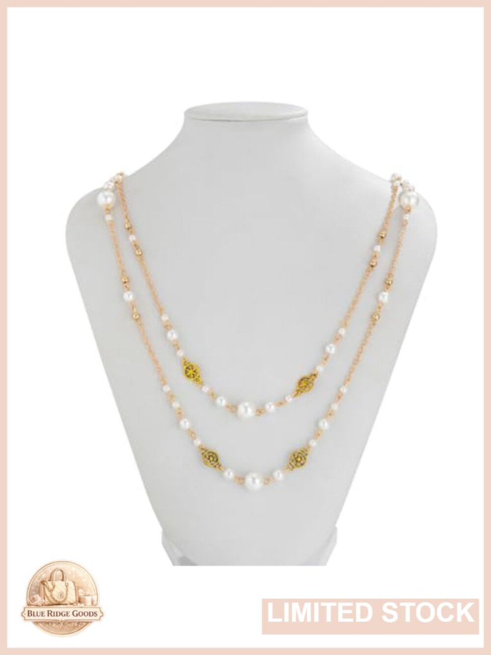 Gold Plated Layered Pearl Choker Necklace Thin Chain - Picture 6 of 6